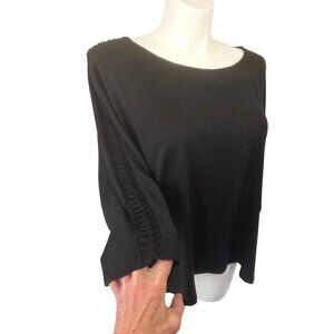 Cable & Gauge Black Knit Top Women 3X Braided Detail Dolman Sleeve Shoulder NWOT